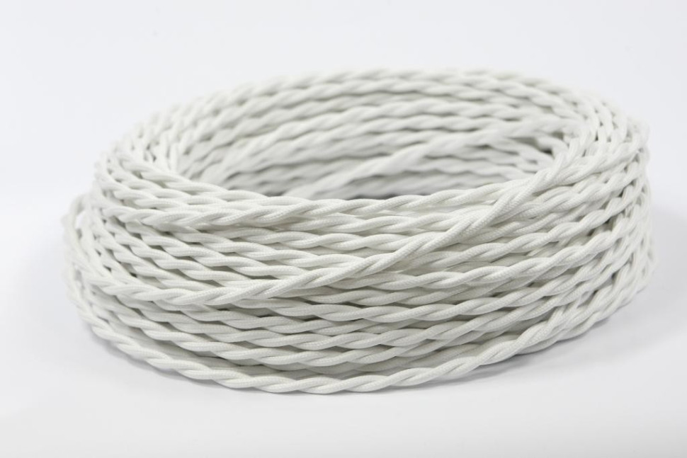 Ретро кабель витой 2x1,5 Белый шелк, Interior Wire ПРВ2150-БЕЛШ  (1 метр)