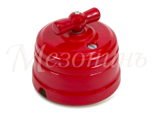Выключатель фарфоровый 1 кл. проходной (2 положения), Красный, ТМ МезонинЪ GE70404-06
