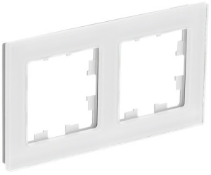 Рамка 2 местная, натуральное стекло, Белый, AtlasDesign SE ATN360102