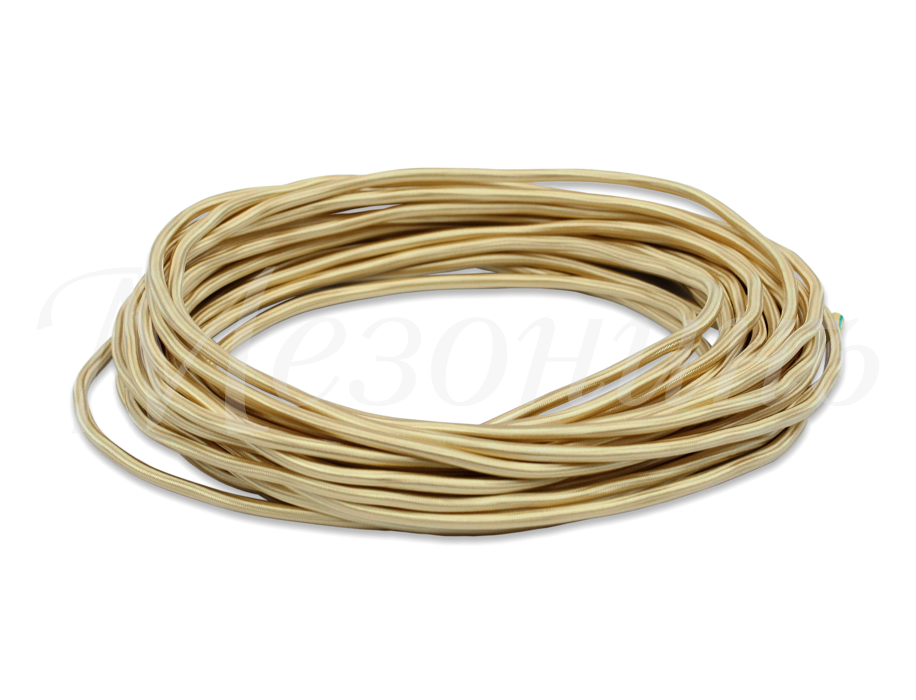 Ретро кабель круглый 2x0,75 Песочное золото, ТМ МезонинЪ GE70160-32 (1 метр)