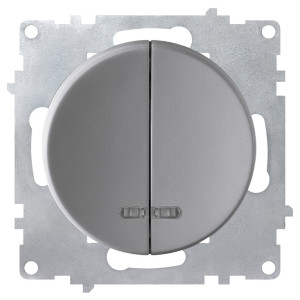  Выключатель 2 кл. с подсветкой, Серый, OneKeyElectro 1E31801302