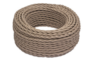 Ретро кабель витой 2x2,5 Капучино/Матовый, Bironi B1-425-716 (1 метр)