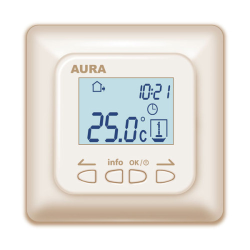 Терморегулятор теплого пола программируемый, кремовый, AURA LTC 730
