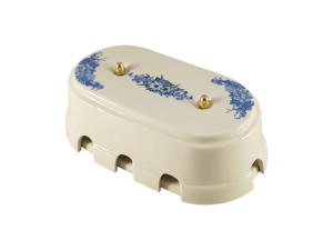 Распаечная коробка керамика на 8 отверстий, синие цветы, золотистая фурнитура Leanza КР8ВЗ