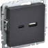 Розетка USB для зарядки, тип А+C, Черный, Brite IEK BR-U22-018-K02
