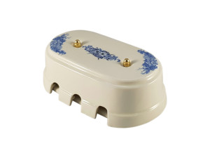 Распаечная коробка керамика на 6 отверстий, синие цветы, золотистая фурнитура Leanza КР6ВЗ