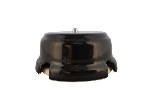 Распаечная коробка керамика D93х47, черный nero, серебристая фурнитура Leanza КРЧС
