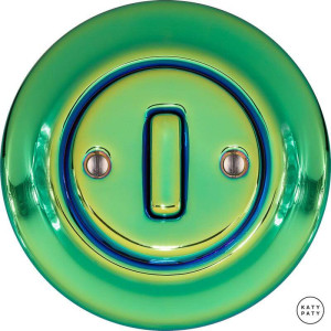 Выключатель кнопочный 1 кл. проходной, зеленый металлик, Katy Paty PECHGSl6 