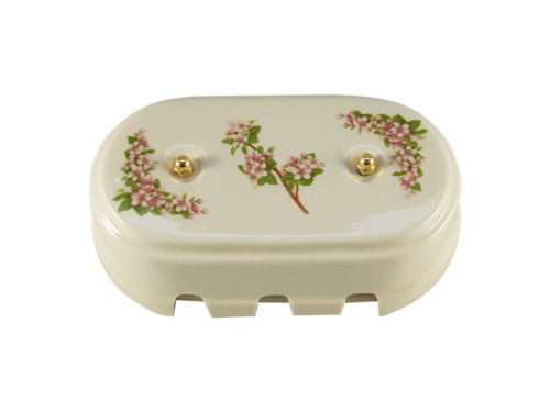 Распаечная коробка керамика на 8 отверстий, розовые цветы, золотистая фурнитура Leanza КР8РЗ