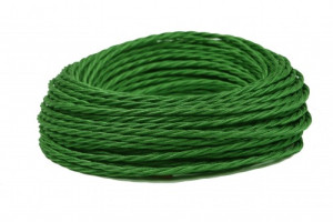 Ретро кабель витой 2x0,75 Зеленый шелк, Interior Wire ПРВ2075-ЗНШ  (1 метр)