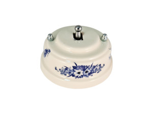 Выключатель керамика тумблерный 1 кл., синие цветы с серебряной ручкой Leanza ВР1ВС