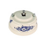 Выключатель керамика тумблерный 1 кл., синие цветы с серебряной ручкой Leanza ВР1ВС