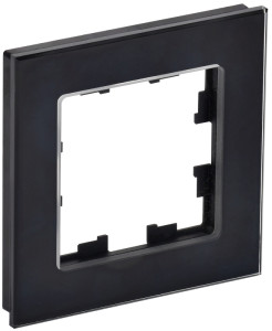 Рамка 1 местная, стекло, Черный, Brite IEK BR-M12-G-K02